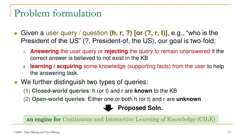 problem formulation