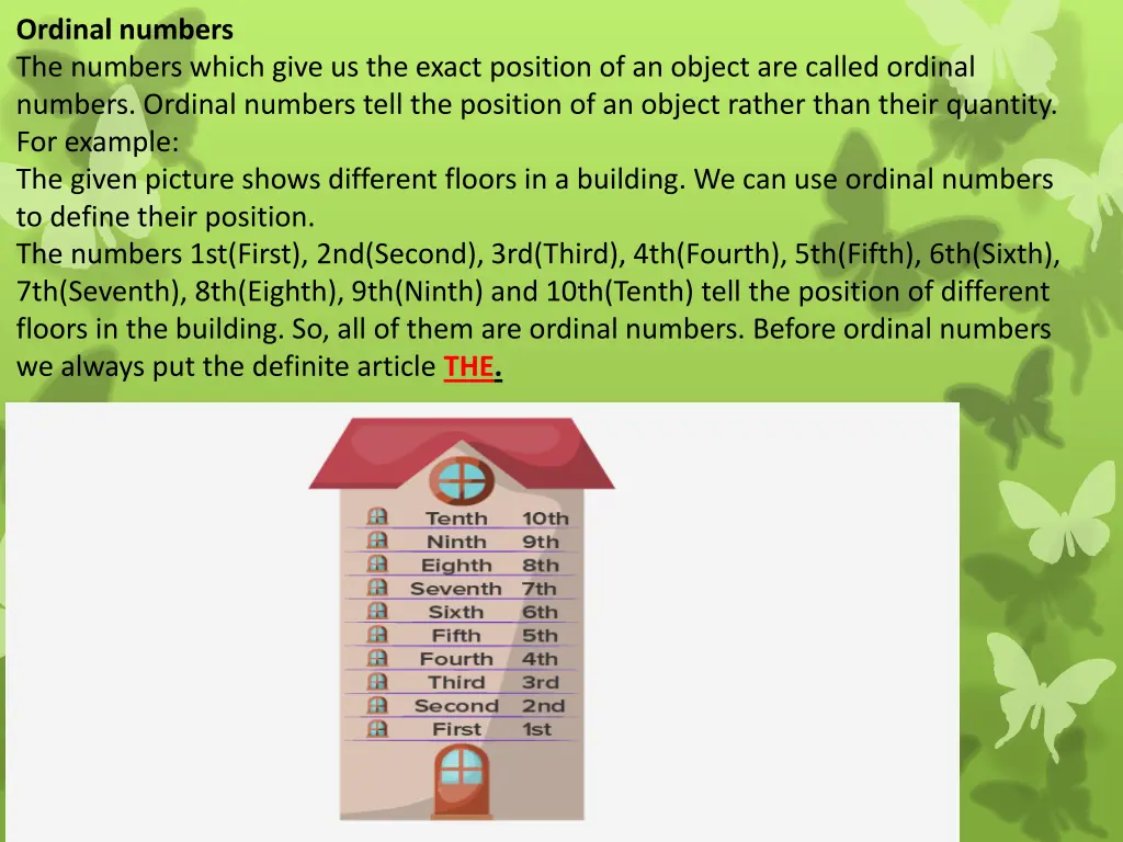 ordinal numbers the numbers which give