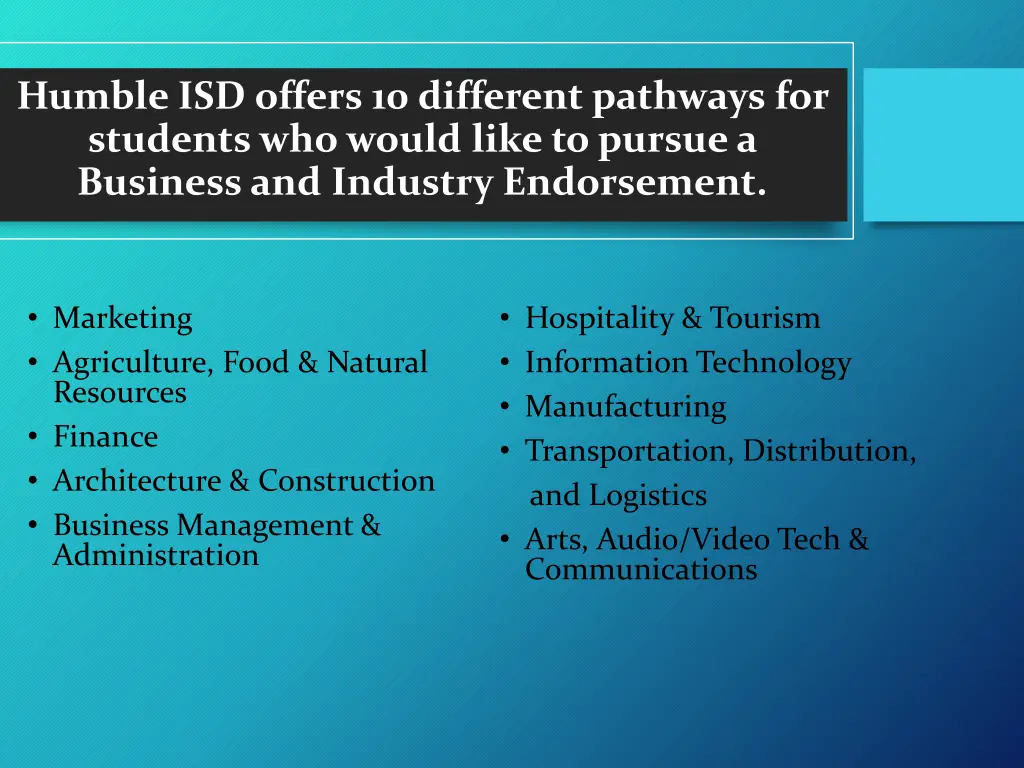 humble isd offers 10 different pathways