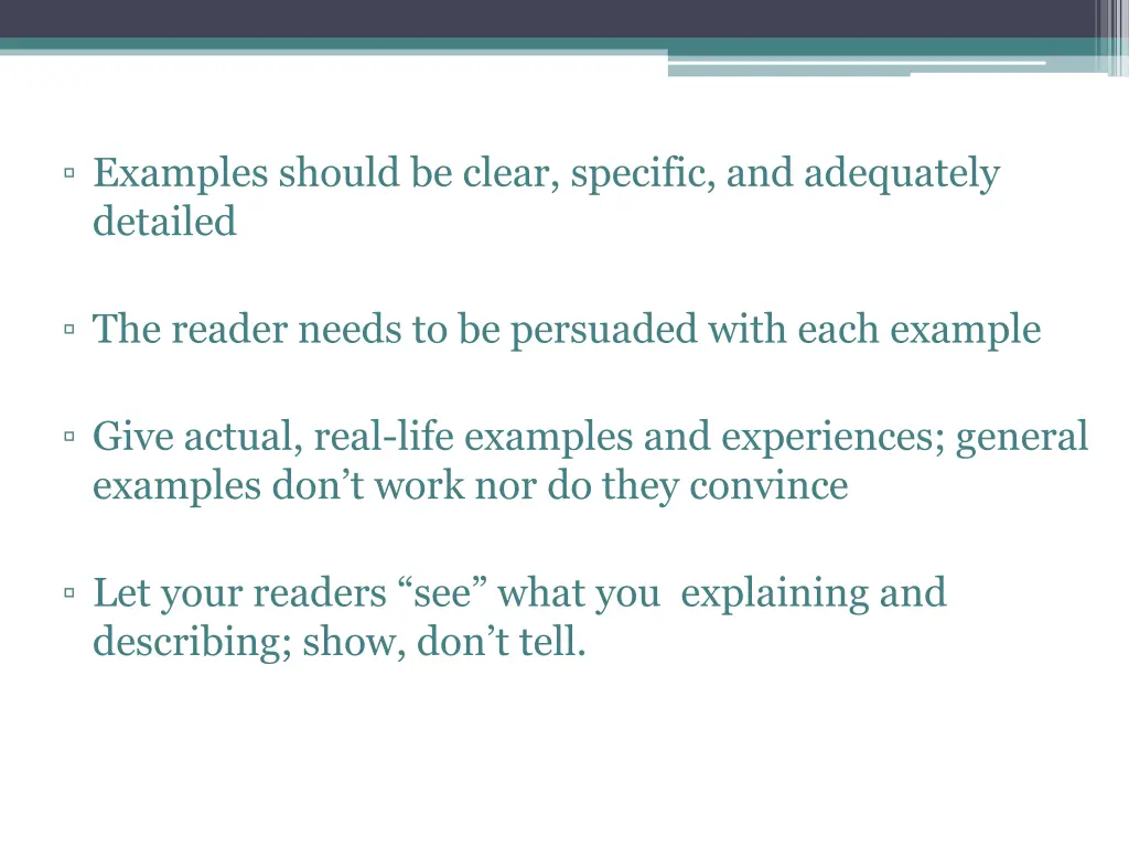 examples should be clear specific and adequately