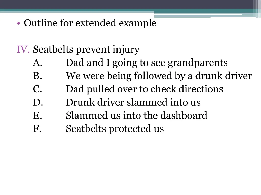 outline for extended example