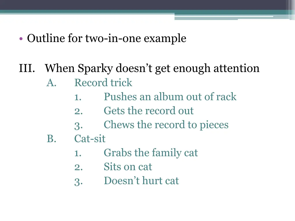 outline for two in one example