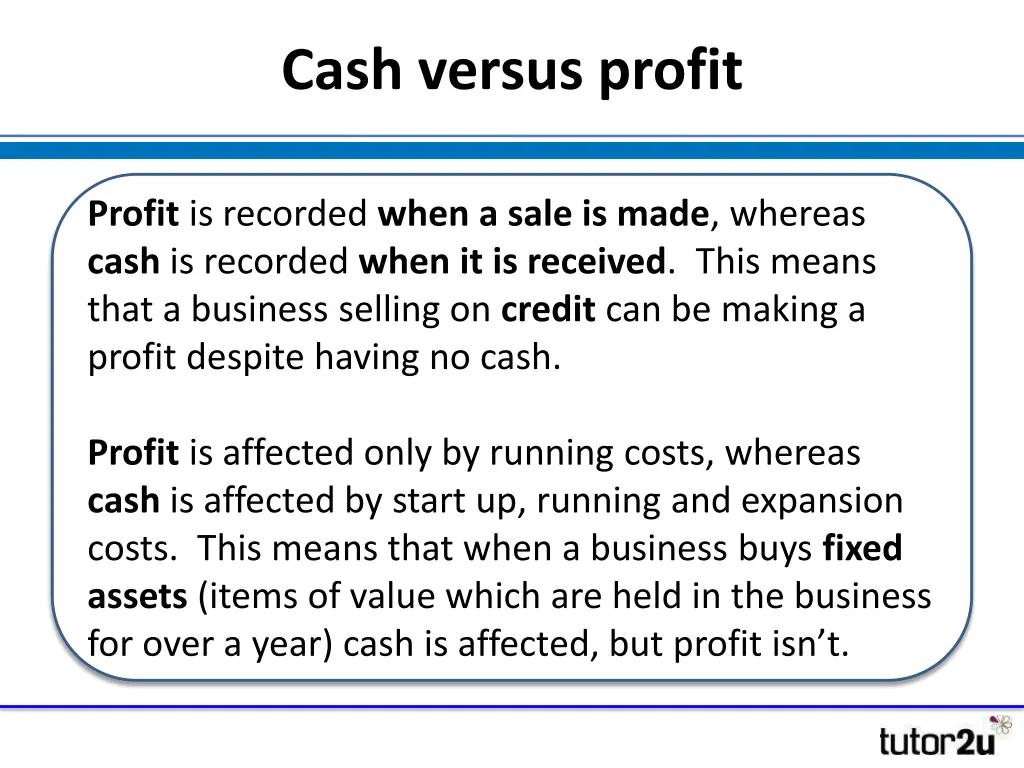 cash versus profit