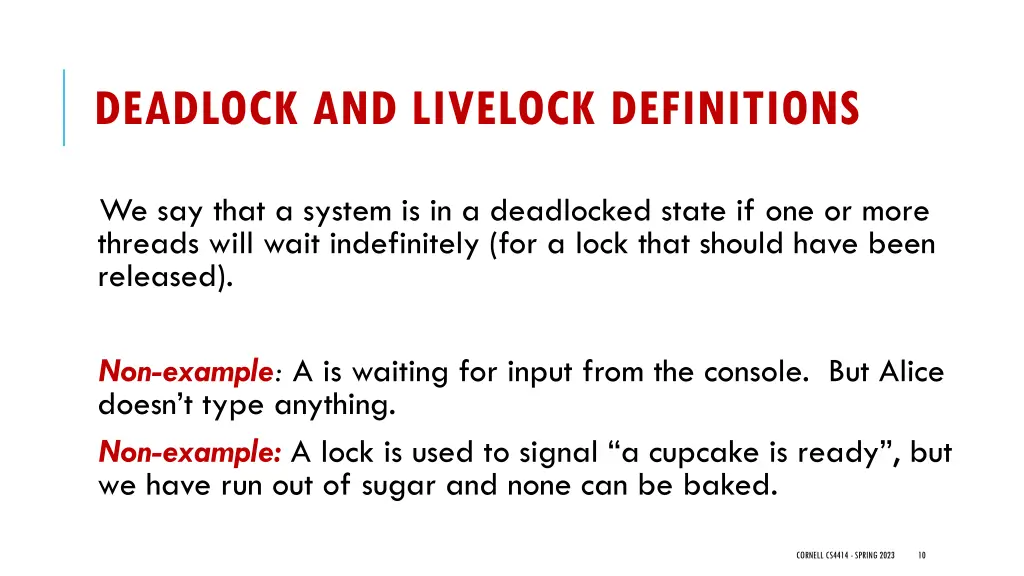 deadlock and livelock definitions