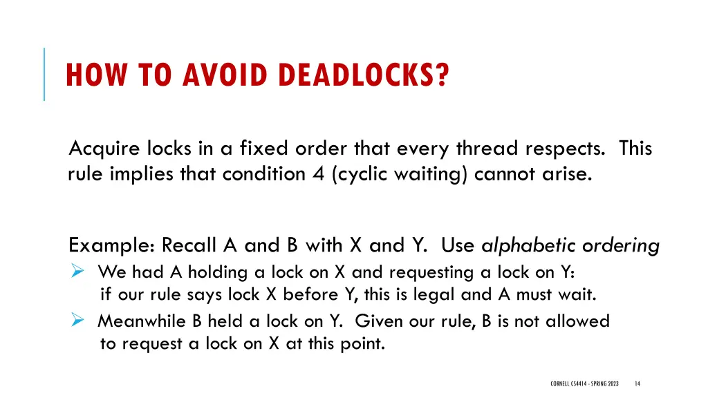 how to avoid deadlocks