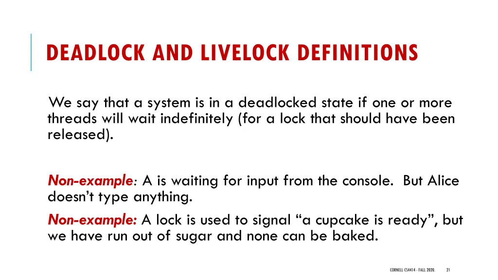 deadlock and livelock definitions