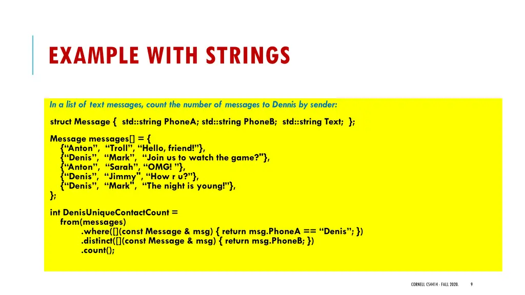 example with strings