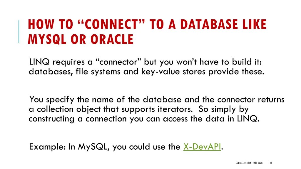 how to connect to a database like mysql or oracle