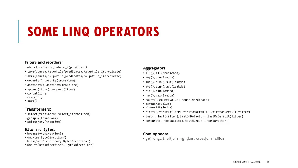 some linq operators