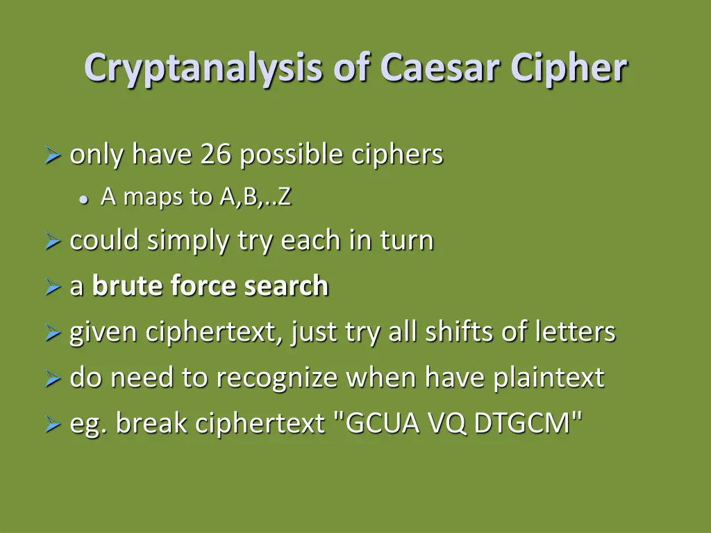 cryptanalysis of caesar cipher