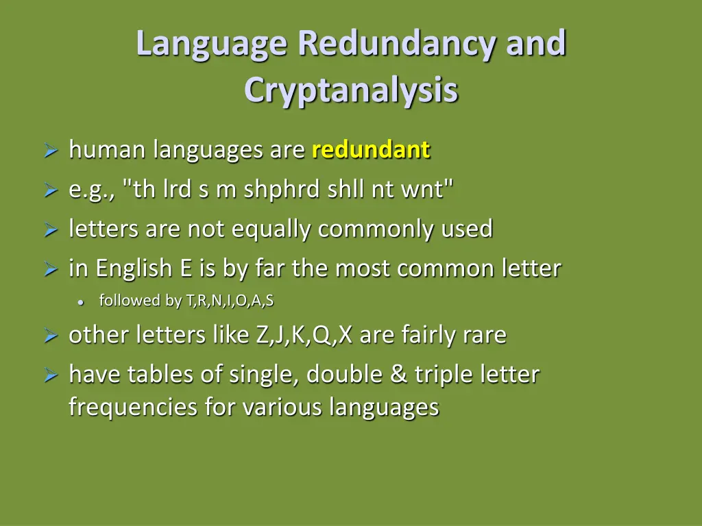 language redundancy and cryptanalysis