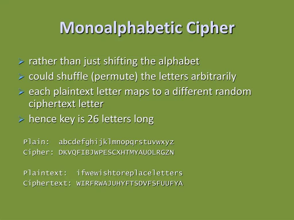 monoalphabetic cipher