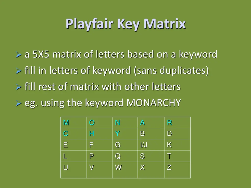 playfair key matrix