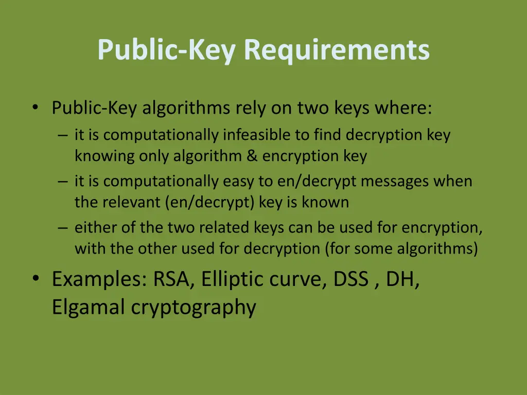 public key requirements