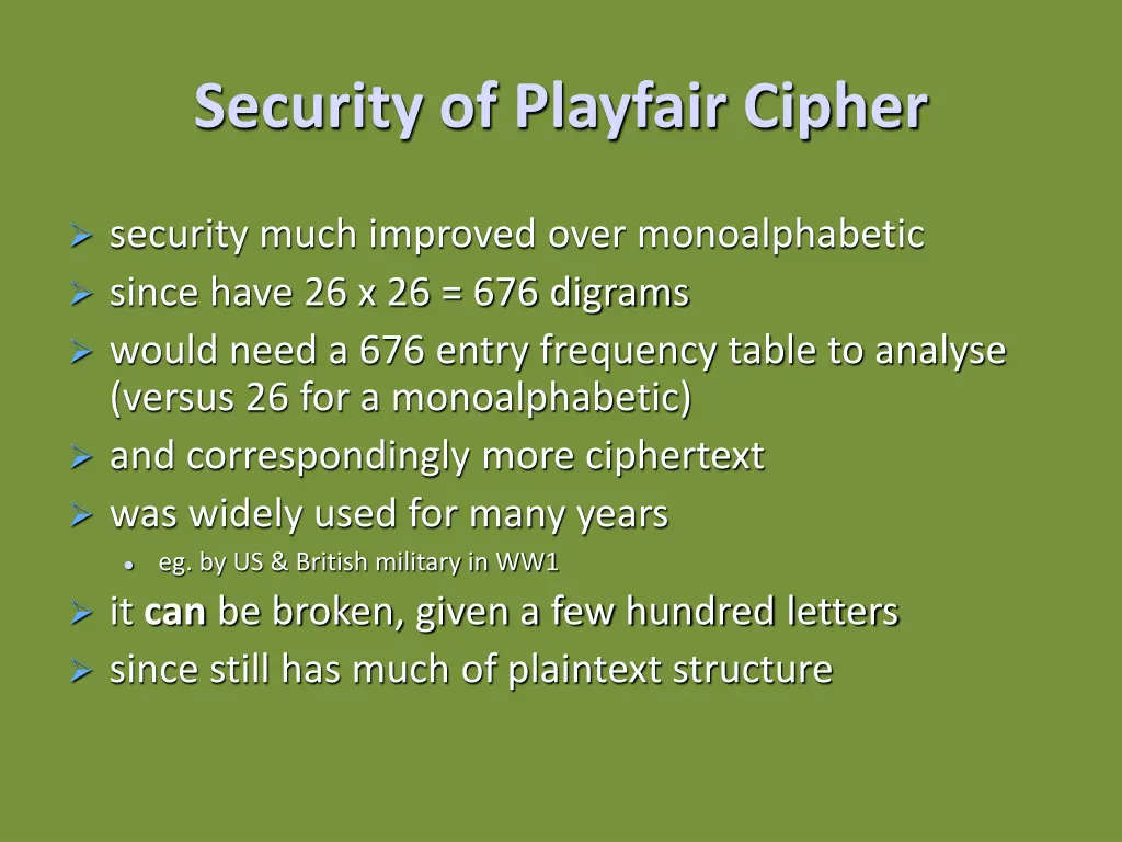 security of playfair cipher