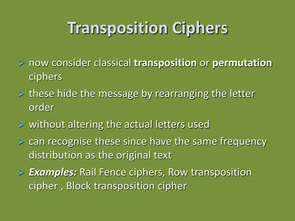 transposition ciphers