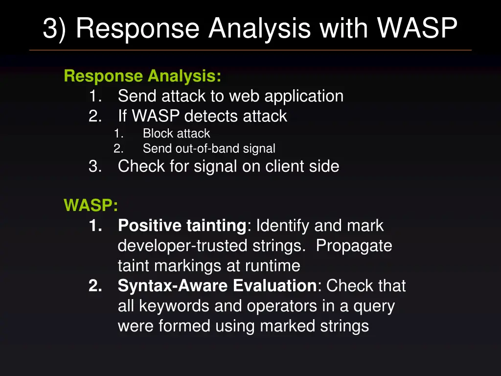 3 response analysis with wasp