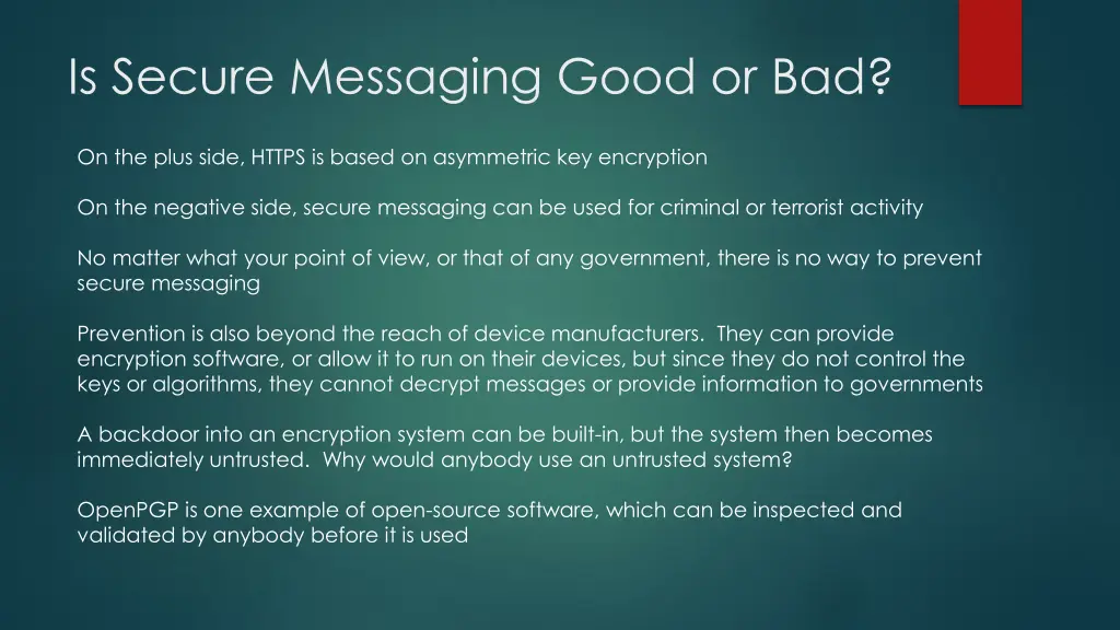 is secure messaging good or bad