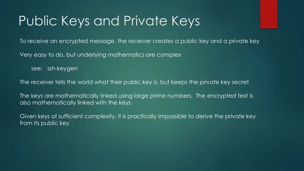 public keys and private keys