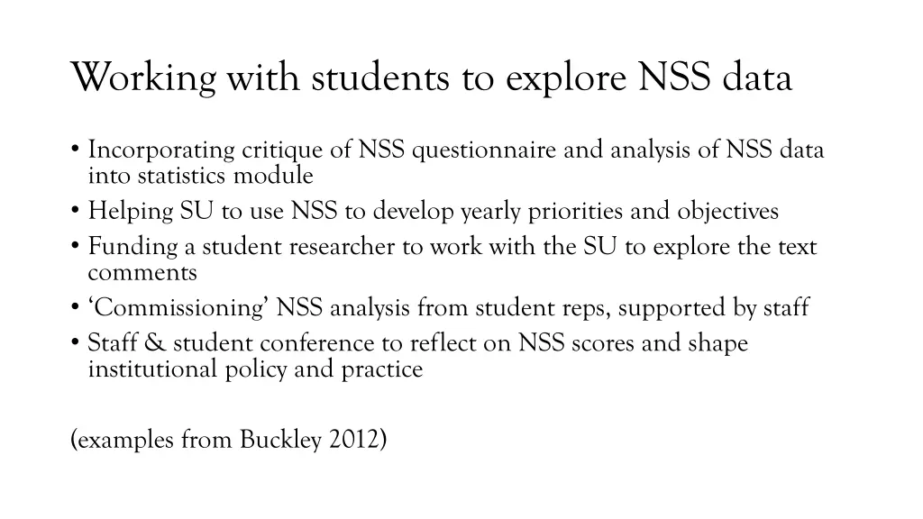 working with students to explore nss data