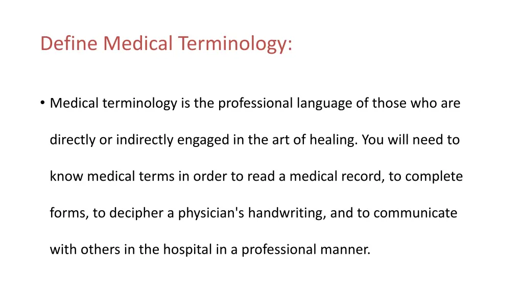 define medical terminology