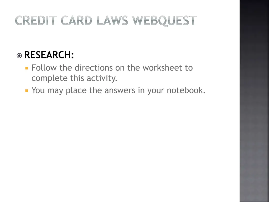 credit card laws webquest