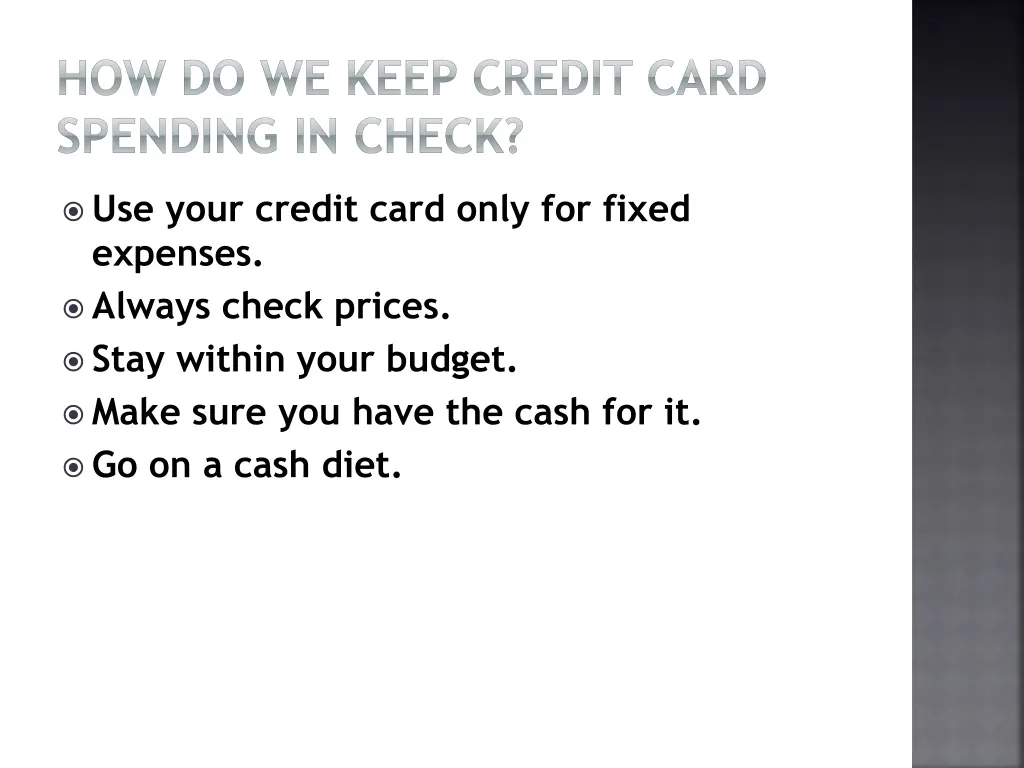 how do we keep credit card spending in check