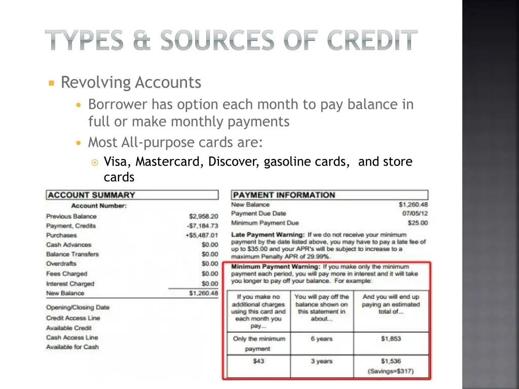 types sources of credit 1