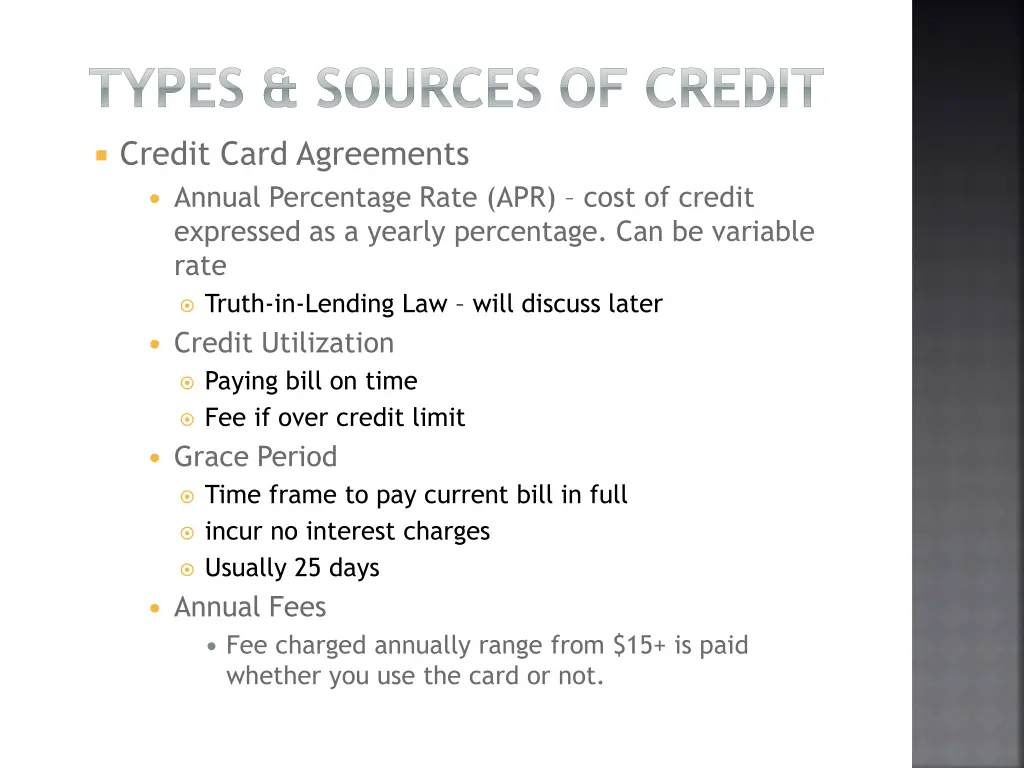 types sources of credit 2