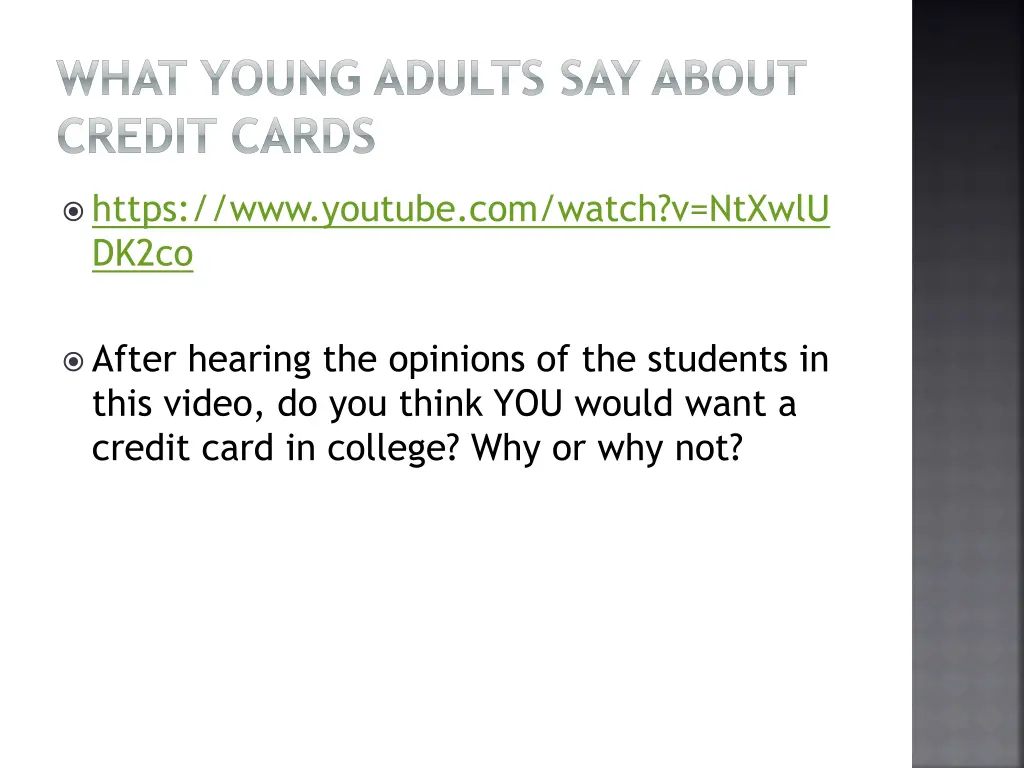 what young adults say about credit cards