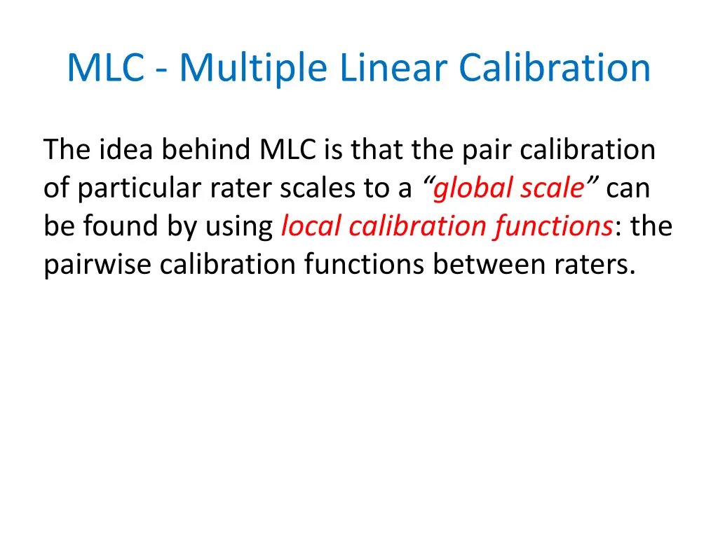 mlc multiple linear calibration