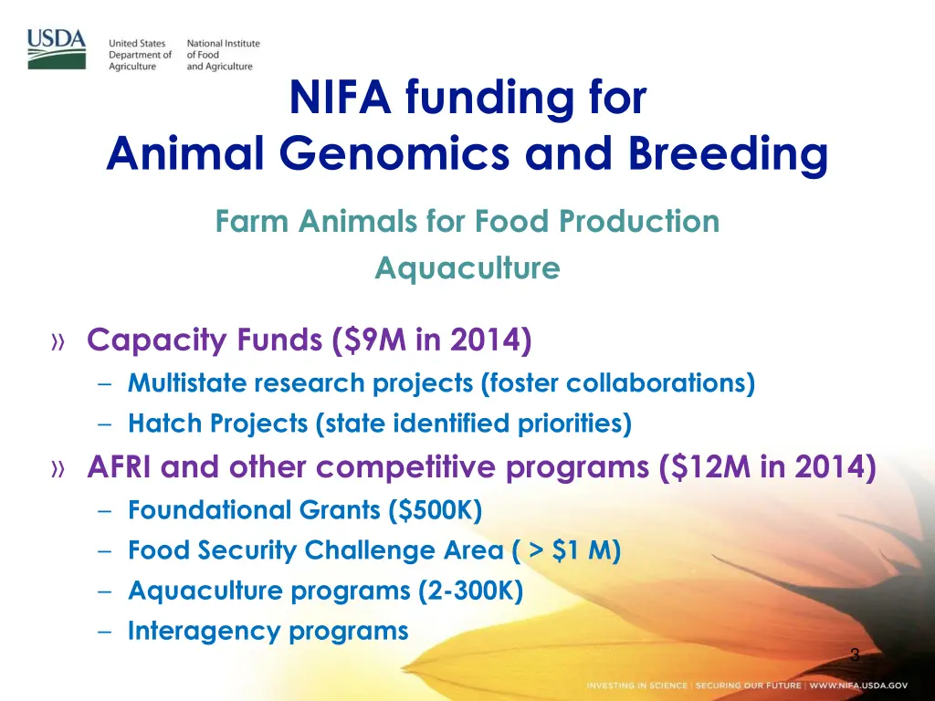 nifa funding for animal genomics and breeding