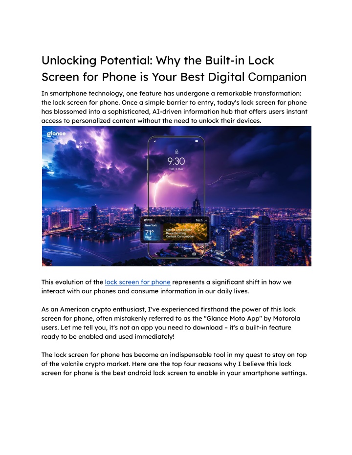 unlocking potential why the built in lock screen