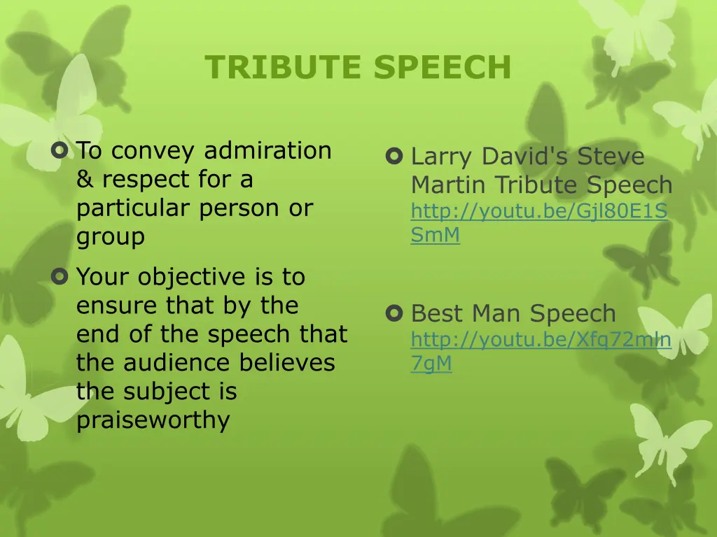 tribute speech