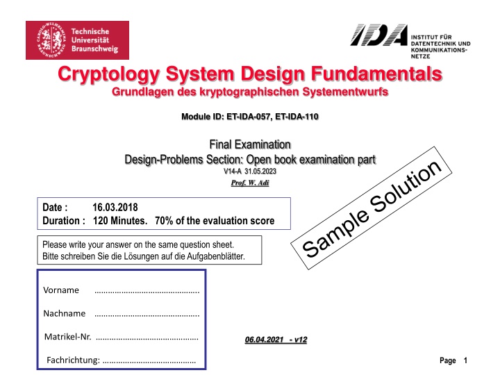 cryptology system design fundamentals grundlagen