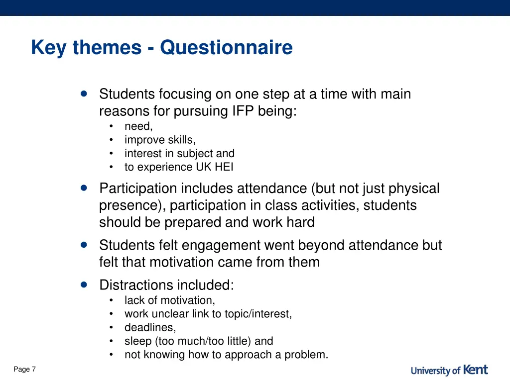 key themes questionnaire