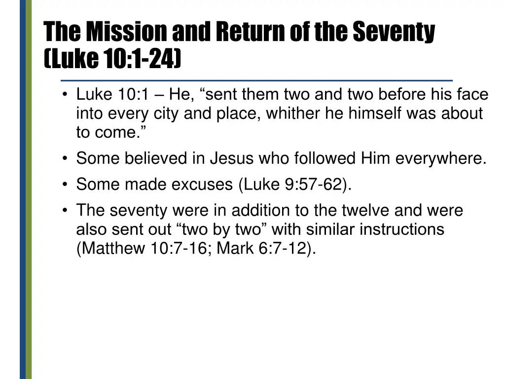 the mission and return of the seventy luke 10 1 24 1