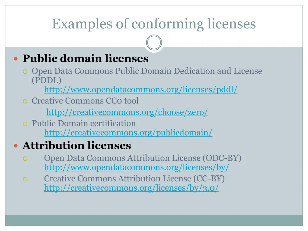 examples of conforming licenses