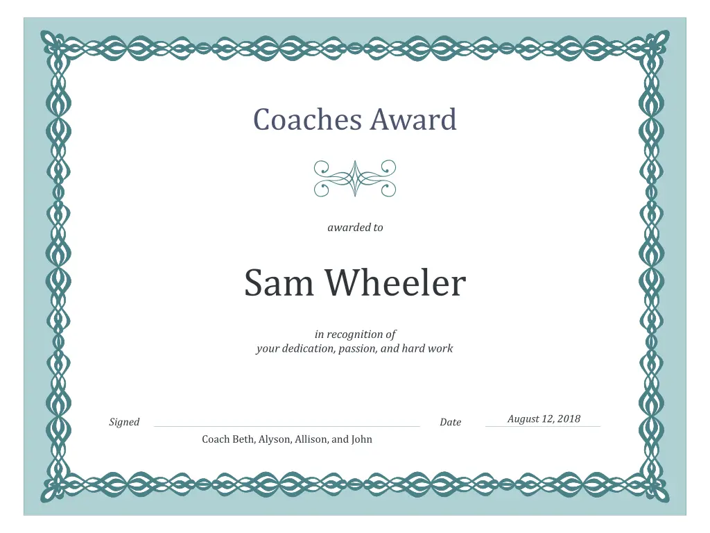 coaches award