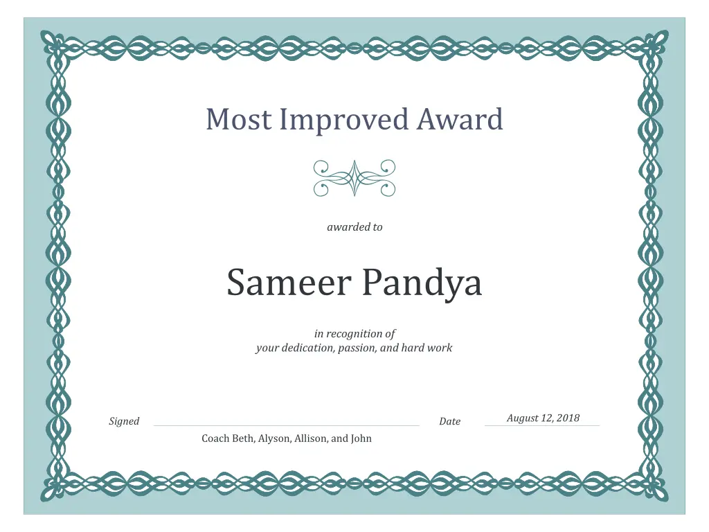 most improved award 1