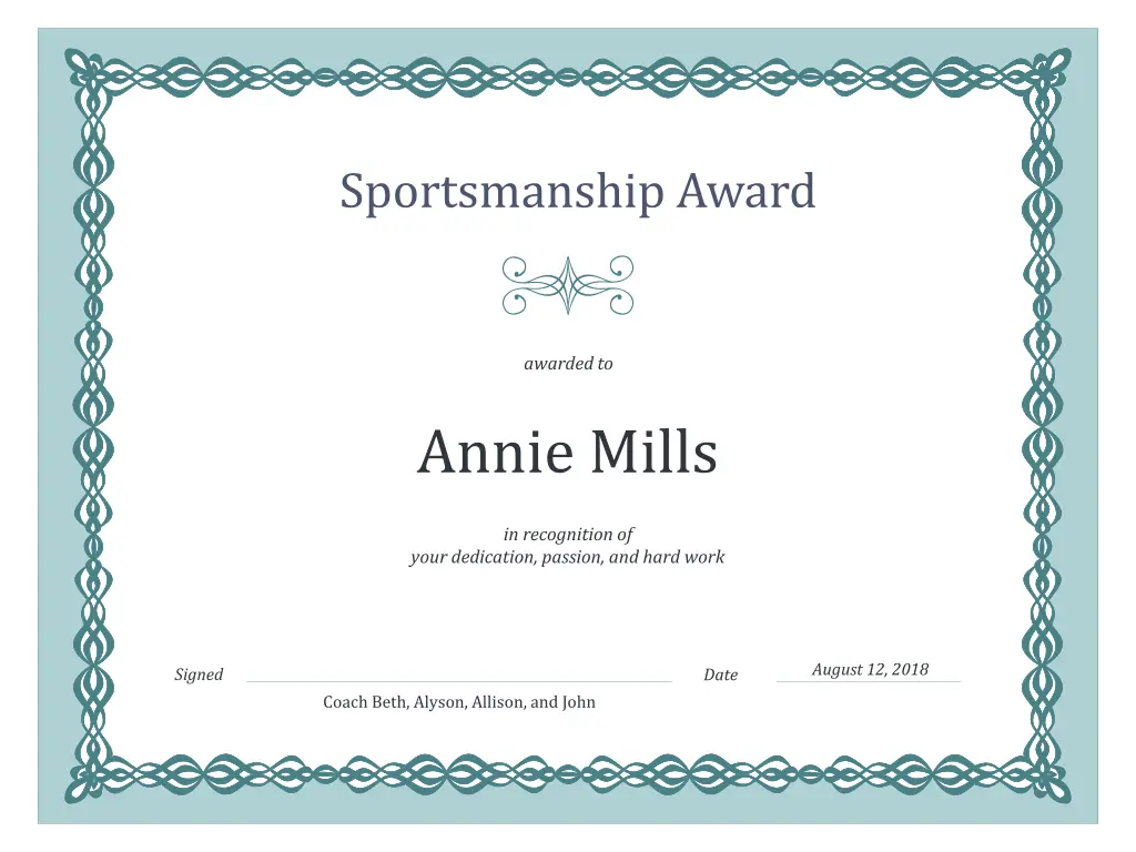 sportsmanship award