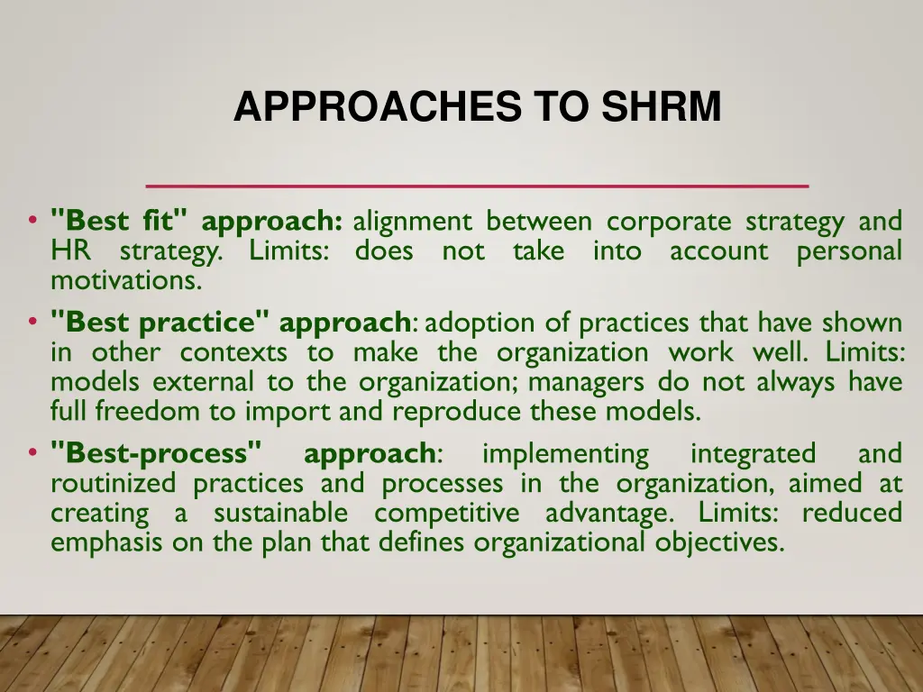 approaches to shrm