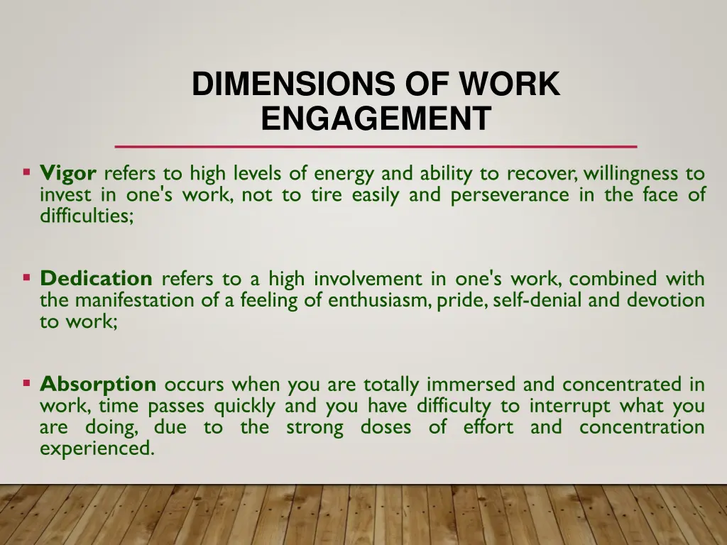 dimensions of work engagement