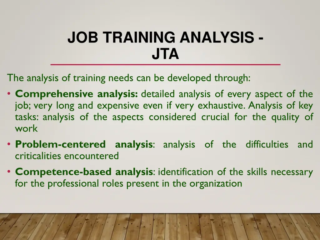 job training analysis jta