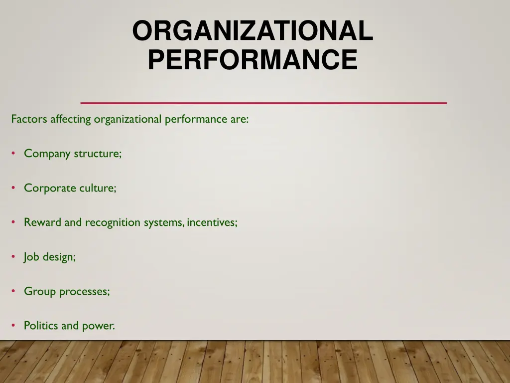 organizational performance