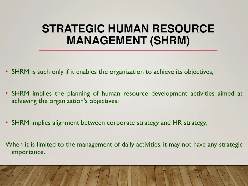 strategic human resource management shrm