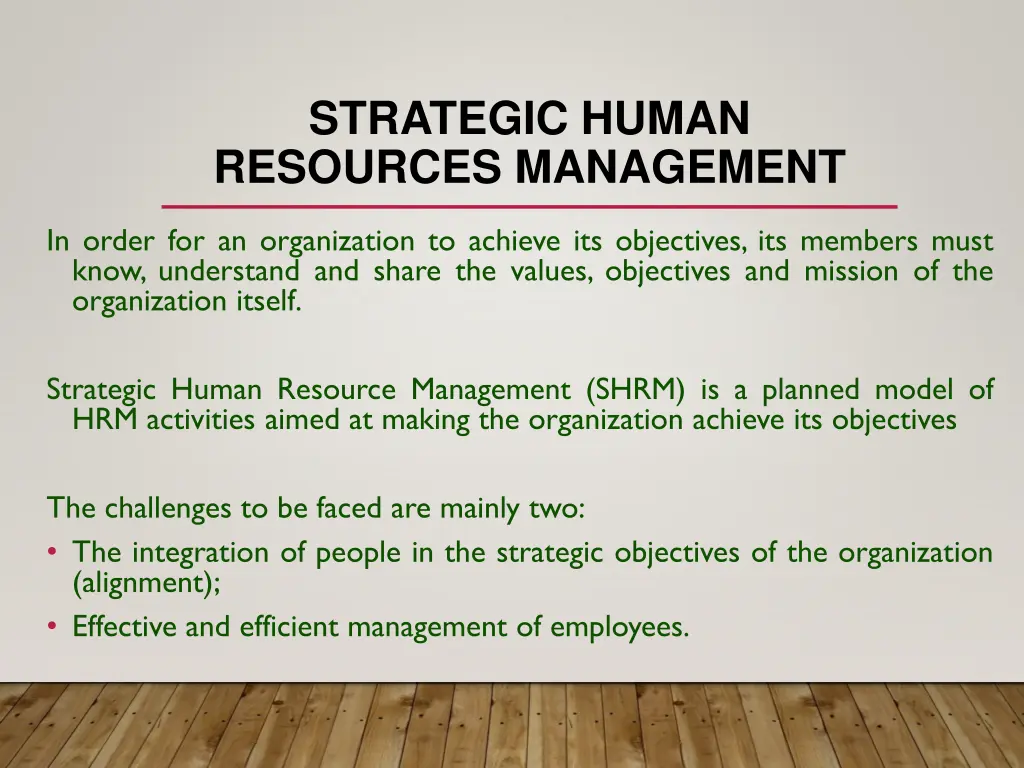 strategic human resources management