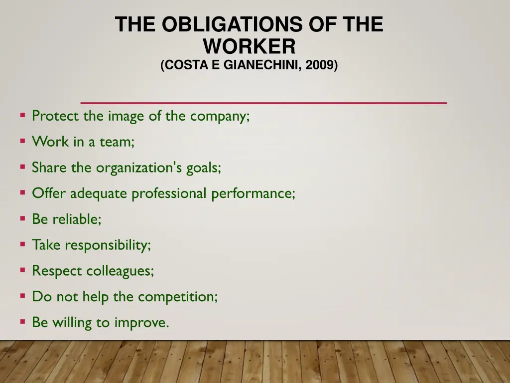 the obligations of the worker costa e gianechini