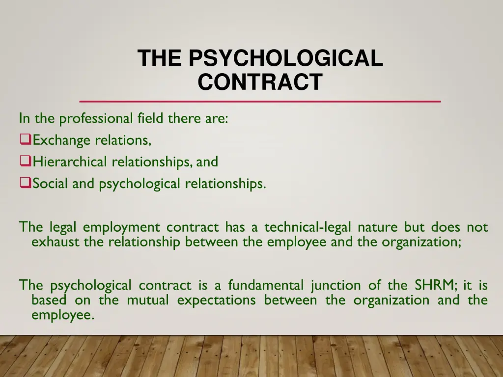 the psychological contract