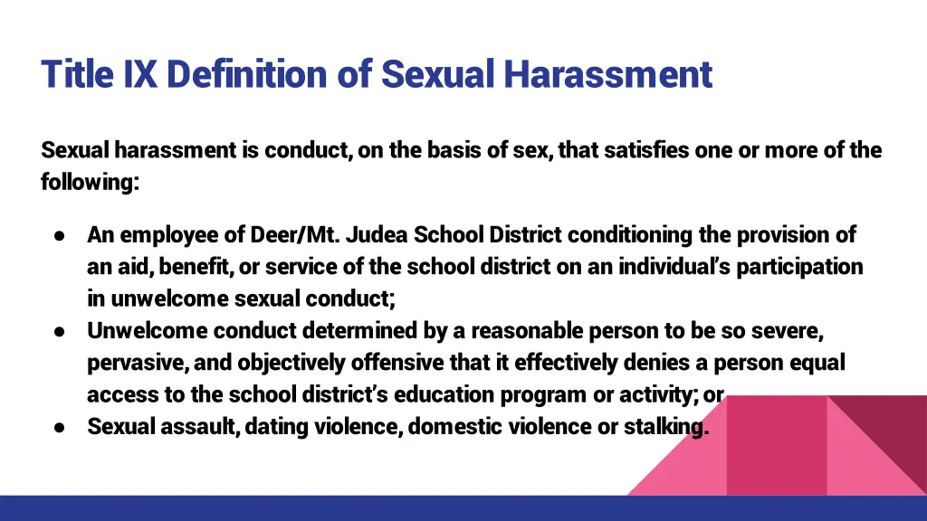 title ix definition of sexual harassment